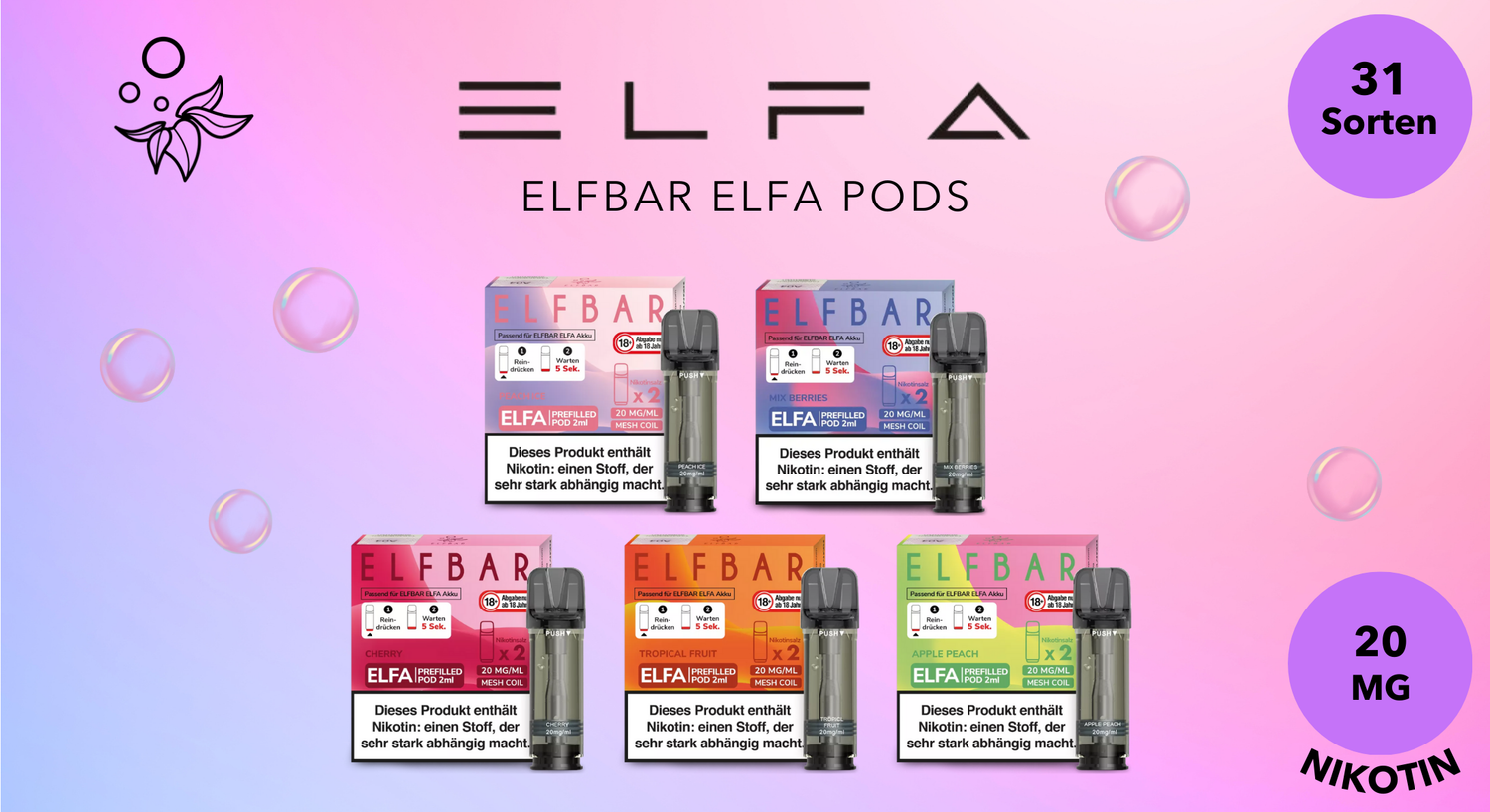 Alle Elfbar ELFA Pods Sorten